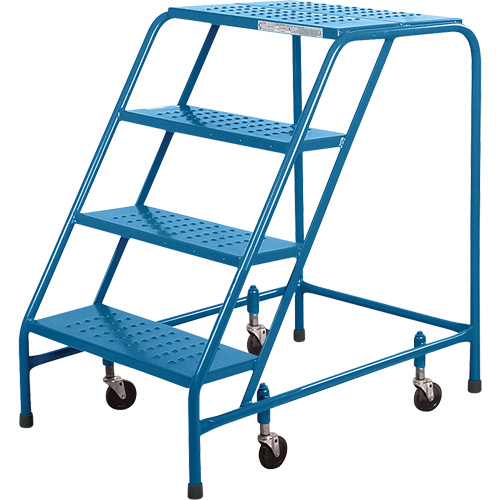 Rolling Step Ladder with Locking Step, 4 Steps, 22" Step Width, 37" Platform Height, Steel - MH279