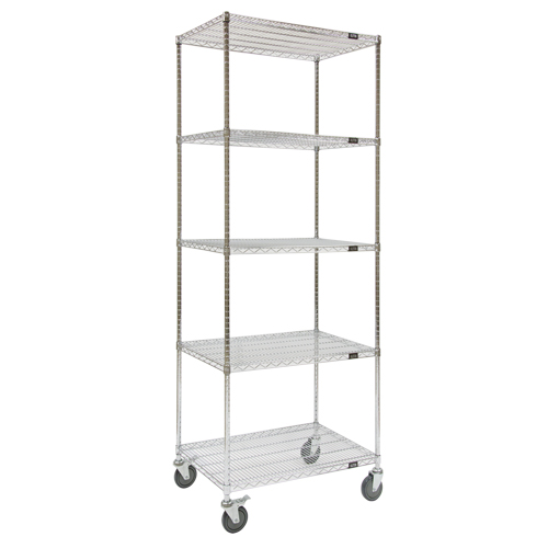 Wire Shelf Cart, Chrome Plated, 36" x 92" x 24", 800 lbs. Capacity - MJ536