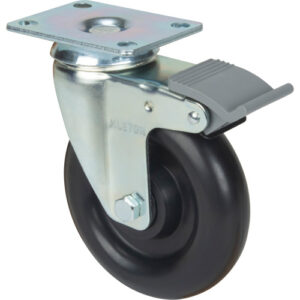 Caster, Swivel with Brake, 5" (127 mm), Polyolefin, 250 lbs. (113.4 kg) - MP580