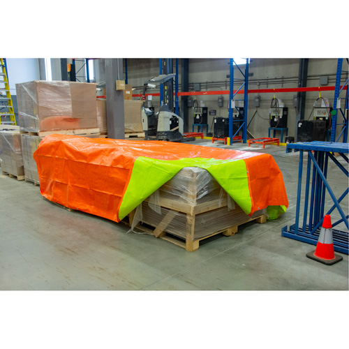 High-Visibility Heavy-Duty Woven Tarp, , Orange/Green, 20' x 30' x 12 mils - NAA097 - Image 4