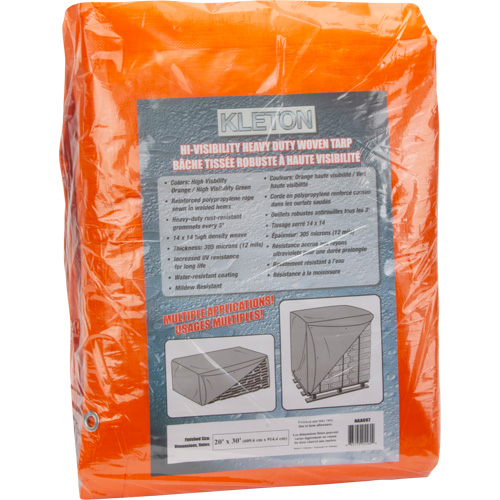 High-Visibility Heavy-Duty Woven Tarp, , Orange/Green, 20' x 30' x 12 mils - NAA097 - Image 2
