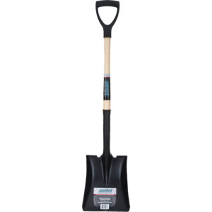 Square Point Shovel, Hardwood, Tempered Steel Blade, D-Grip Handle, 29" Long - NN245
