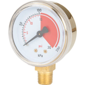 Brass Gauge, 2" , 30 psi, Bottom Mount, Analogue - NT618