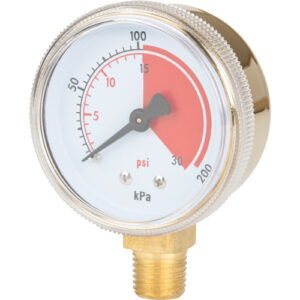 Brass Gauge, 2-1/2" , 30 psi, Bottom Mount, Analogue - NT623