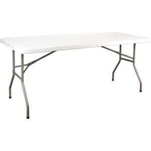 Fold-in-Half Table, Rectangular, 72" L x 30" W, Polyethylene, White - ON601