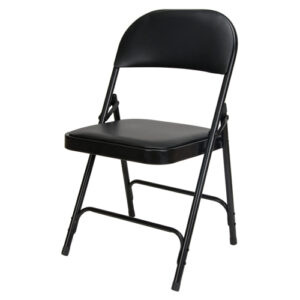 Vinyl Padded Folding Chair, Steel, Black, 300 lbs. Weight Capacity - OP962