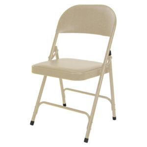 Vinyl Padded Folding Chair, Steel, Beige, 300 lbs. Weight Capacity - OP963