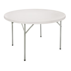Folding Table, Round, 48" L x 48" W, Polyethylene, White - OQ320