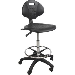 Heavy-Duty Ergonomic Stool, Mobile, Adjustable, 39" - 48", Polyurethane Seat, Black - OR330