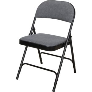 Deluxe Fabric Padded Folding Chair, Steel, Grey, 300 lbs. Weight Capacity - OR434