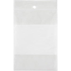 White Block Poly Bags, Reclosable, 4" x 3", 2 mils - PF916