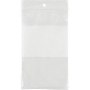 White Block Poly Bags, Reclosable, 5" x 3", 2 mils - PF918