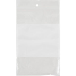 White Block Poly Bags, Reclosable, 6" x 4", 2 mils - PF926