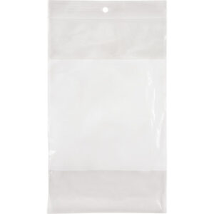 White Block Poly Bags, Reclosable, 8" x 5", 2 mils - PF933
