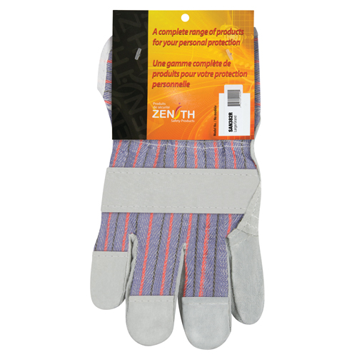 Standard-Duty Patch Palm Fitters Gloves, Large, Split Cowhide Palm, Cotton Inner Lining - SAN382R