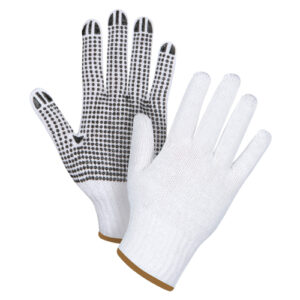 Dotted String Knit Gloves, Poly/Cotton, Single Sided, 7 Gauge, Large - SAN491