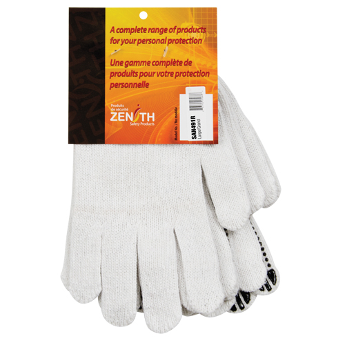 Dotted String Knit Gloves, Poly/Cotton, Single Sided, 7 Gauge, Large - SAN491R