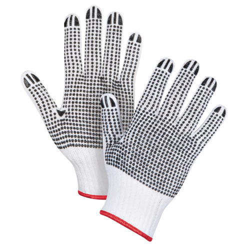 Double-Sided Dotted String Knit Gloves, Poly/Cotton, Double Sided, 7 Gauge, Small - SAN493