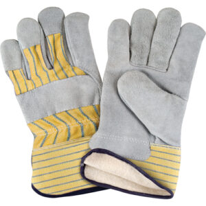 Winter-Lined Fitters Gloves, X-Large, Split Cowhide Palm, Cotton Fleece Inner Lining - SAP299