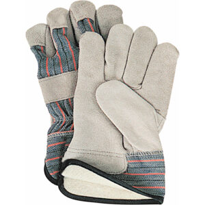 Winter-Lined Fitters Gloves, Large, Split Cowhide Palm, Cotton Fleece Inner Lining - SD613