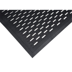Low-Profile Matting, Rubber, Scraper Type, Slotted Pattern, 3' x 5', Black - #SDL872