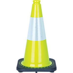Premium Traffic Cone, 18", Lime Green, 6" Reflective Collar(s) - SDS934