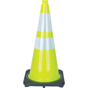 Premium Traffic Cone, 28", Lime Green, 4" & 6" Reflective Collar(s) - SDS935