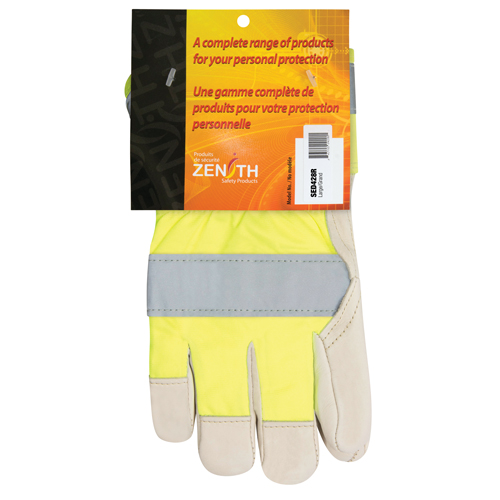 Yellow High-Visibility Superior Warmth Fitters Gloves, Large, Grain Cowhide Palm, Thinsulate™ Inner Lining - SED428R