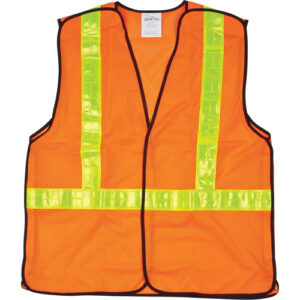 5-Point Tear-Away Traffic Safety Vest, High Visibility Orange, Medium, Polyester, CSA Z96 Class 2 - Level 2 - SEF097