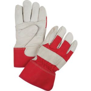 Red & White Winter-Lined Fitters Gloves, Large, Grain Cowhide Palm, Boa Inner Lining - SEI681
