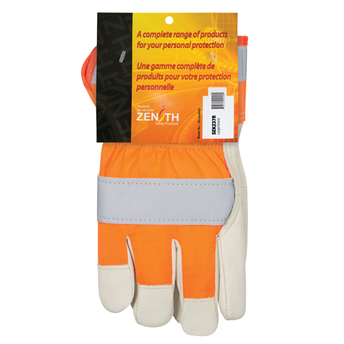 Orange High-Visibility Superior Warmth Fitters Gloves, Large, Grain Cowhide Palm, Thinsulate™ Inner Lining - SEK237R