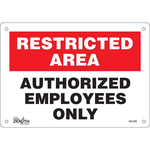 "Authorized Personnel Only" Sign, 7" x 10", Aluminum, English - SGL439