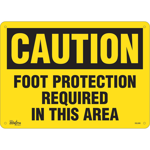 "Foot Protection Required" Sign, 10" x 14", Aluminum, English - SGL906
