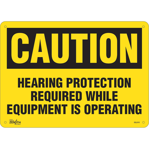 "Hearing Protection Required" Noise Hazard Sign, 10" x 14", Aluminum, English - SGL918