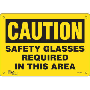 "Safety Glasses Required" Sign, 7" x 10", Aluminum, English - SGL927