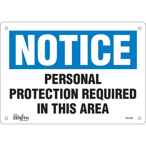 "Personal Protection Required" Sign, 7" x 10", Aluminum, English - SGL933