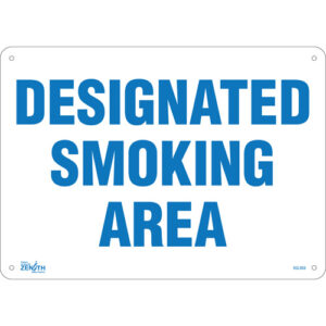 "Designated Smoking Area" Sign, 10" x 14", Plastic, English - SGL959