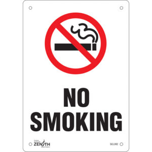 "No Smoking" Sign, 10" x 7", Plastic, English with Pictogram - SGL992