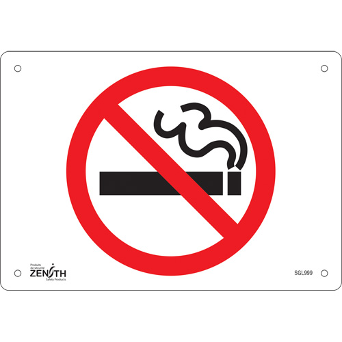 "No Smoking" Sign, 7" x 10", Aluminum, Pictogram - SGL999