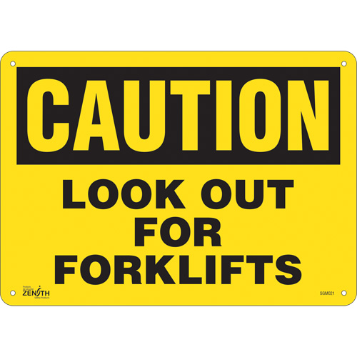 "Look Out For Forklifts" Sign, 10" x 14", Aluminum, English - SGM021