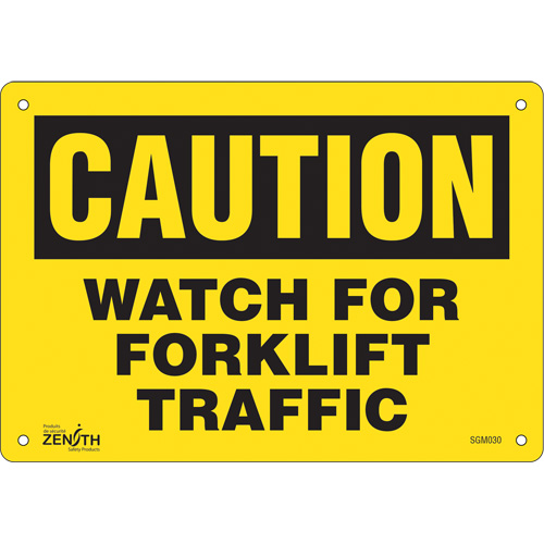 "Watch For Forklift" Sign, 7" x 10", Aluminum, English - SGM030