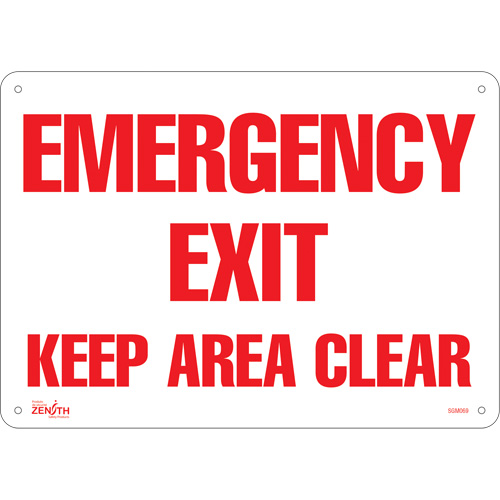 "Emergency Exit" Sign, 10" x 14", Aluminum, English - SGM069