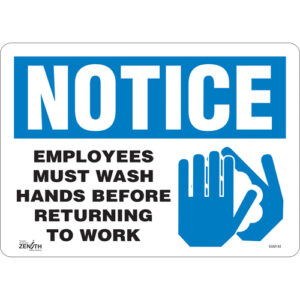 "Employees Must Wash Hands" Sign, 10" x 14", Vinyl, English with Pictogram - SGM148