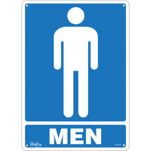 "Men" Sign, 14" x 10", Aluminum, English with Pictogram - SGM168