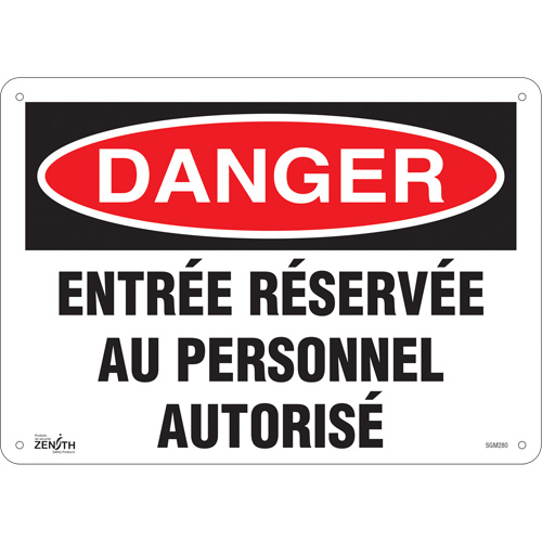 "Entrée Réservée Au Personnel Autorisé" Sign, 10" x 14", Aluminum, French - SGM280