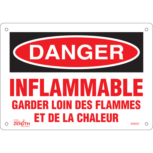 "Garder Loin Des Flammes" Sign, 7" x 10", Aluminum, French - SGM337