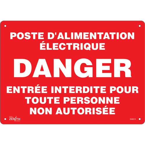 "Poste D'Alimentation Électrique" Sign, 10" x 14", Aluminum, French - SGM412