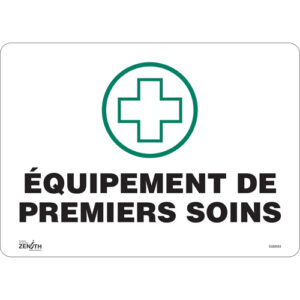 "Premiers Soins" Sign, 10" x 14", Vinyl, French with Pictogram - SGM484