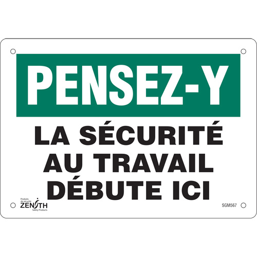 "La Sécurité au Travail" Sign, 7" x 10", Aluminum, French - SGM567