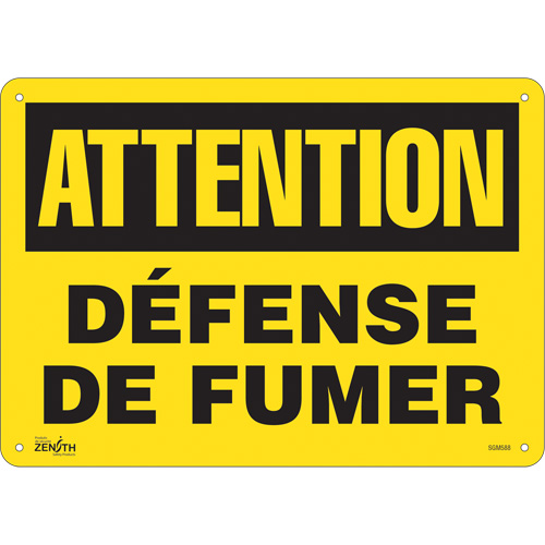 "Défense De Fumer" Sign, 10" x 14", Aluminum, French - SGM588
